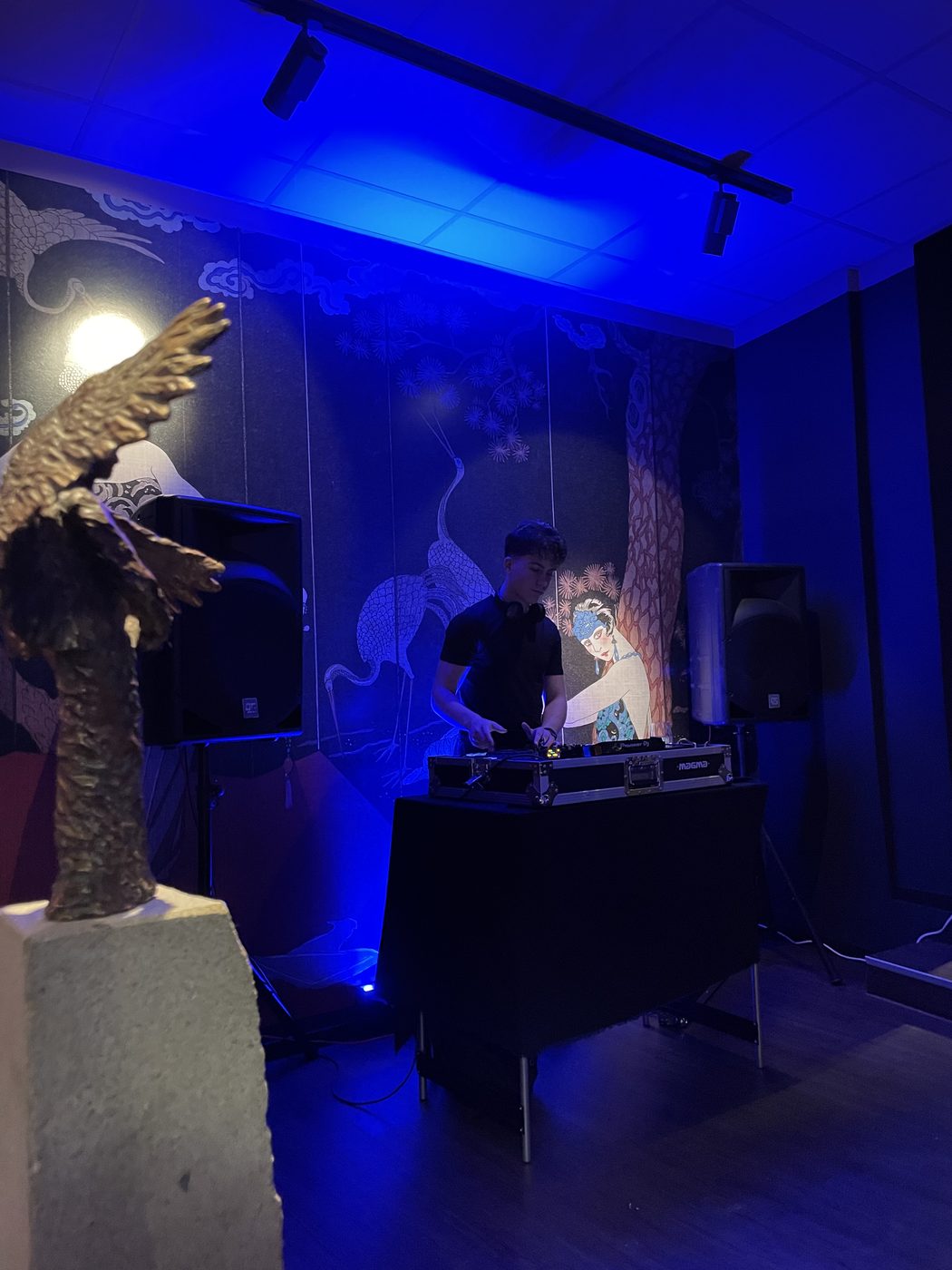 DJ Haemmer konzentriert am DJ-Pult bei einem Auftritt